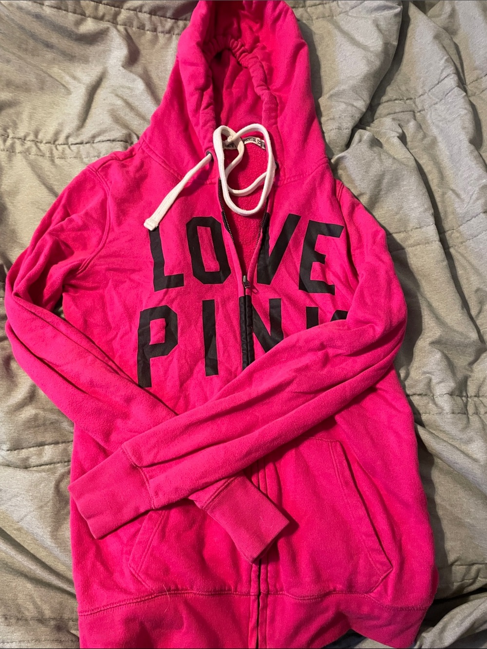 PINK Victoria's Secret Hot Pink LOVE PINK Zip Hoodie y2k vintage